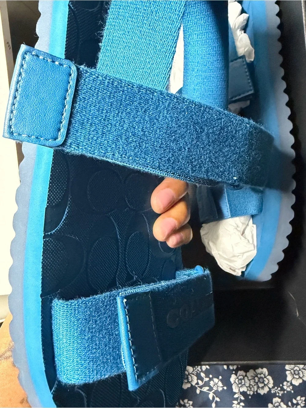 Coach Blue Adjustable Strap Sandals